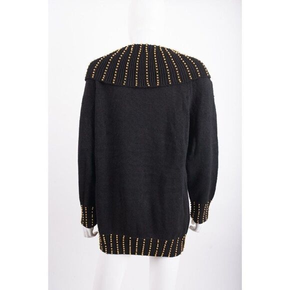 Vintage Victoria Harbour Womans Sweater Size M Black Cowl Neck Gold Beaded - Picture 5 of 6